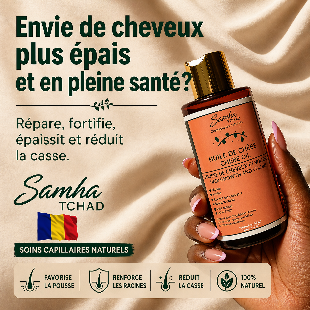 Huile de Chébé 150ml concentre pour la pousse rapide de cheveux