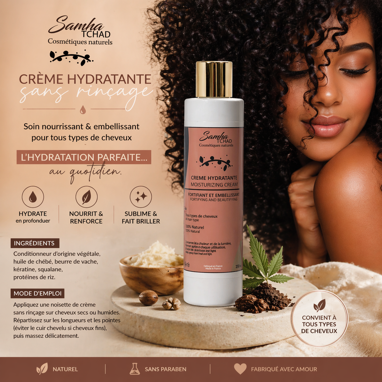 Crème hydratante à base de chébé 250ml – Image 3